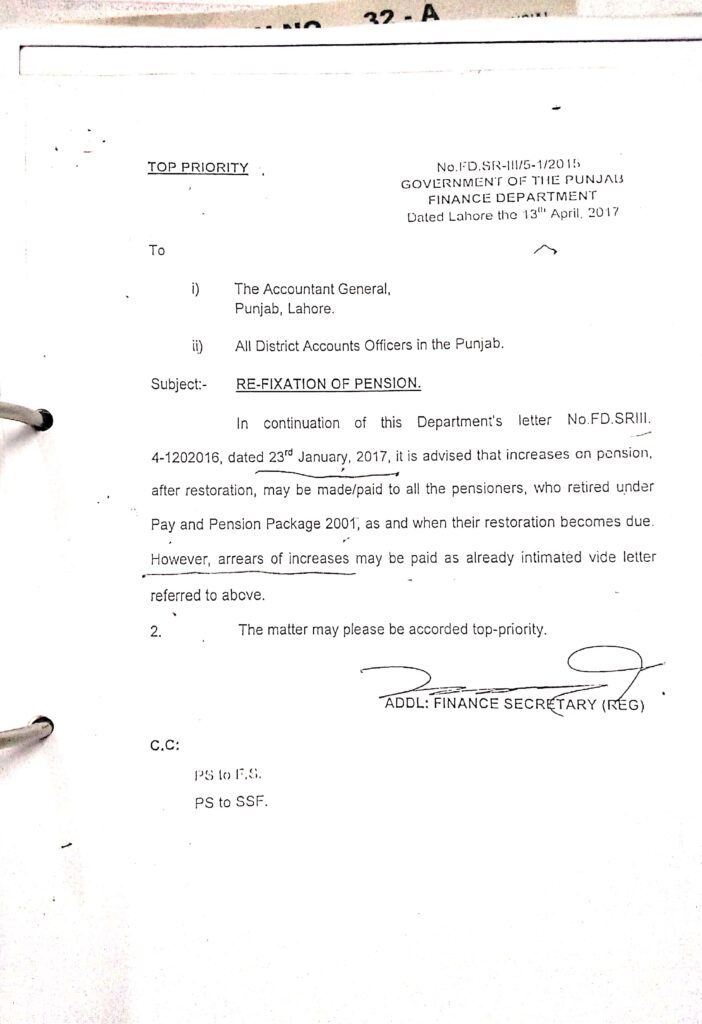 RE-FIXATION OF PENSION.DATED 13.04.2017.