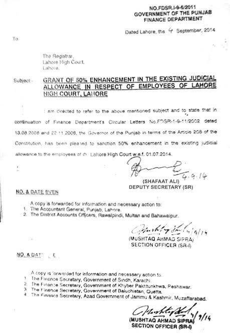 Grant of 50% Enhancement in the Existing Judicial Allowance dt 04.09.2014