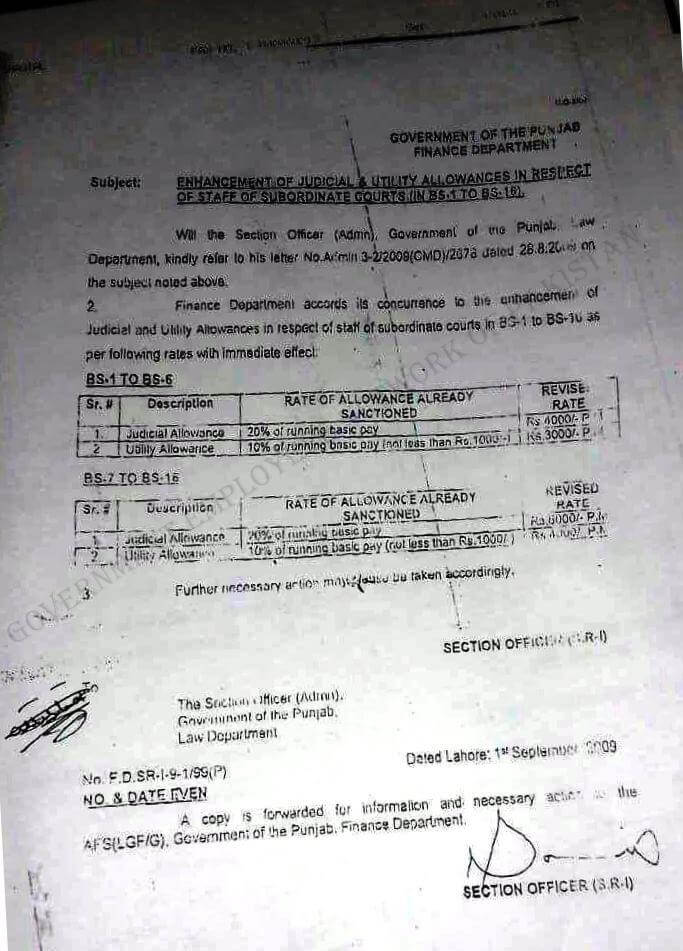 Judicial Allowance and Utility Allowance 01.09.2009